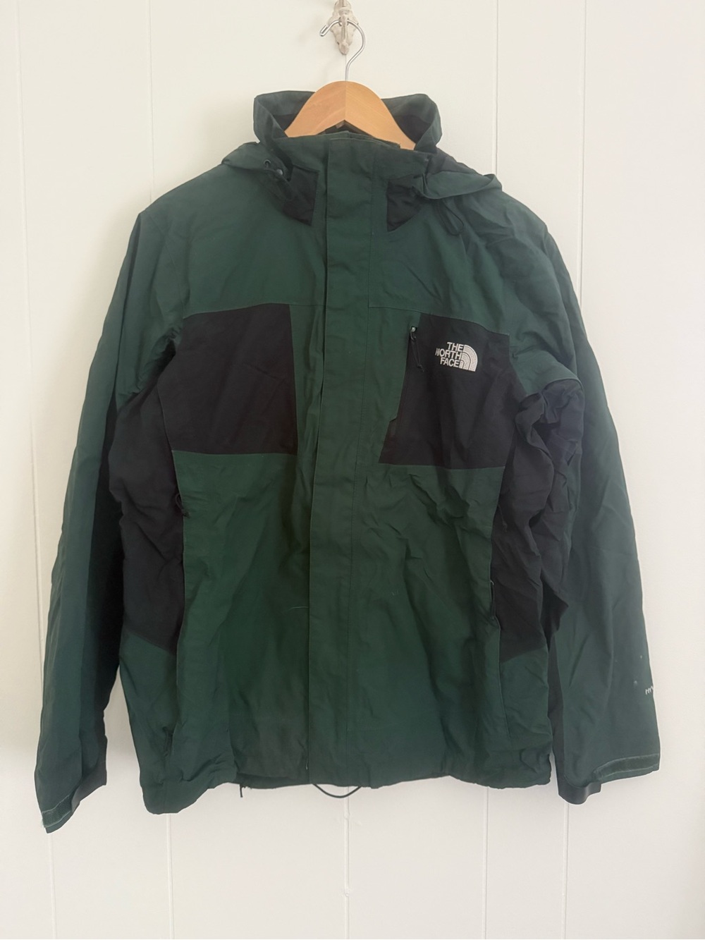 The North Face Green and Black Waterproof Hooded Shell Jacket